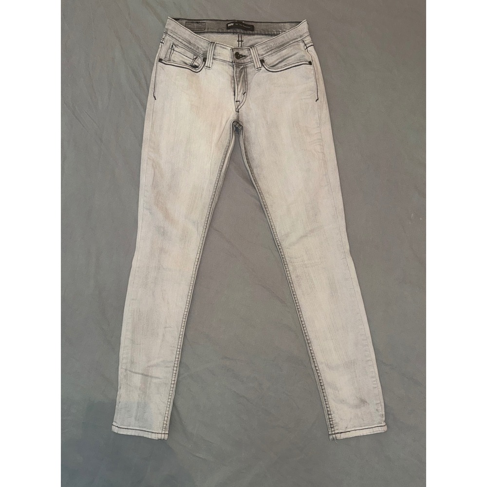 Levis 524 Too Superlow Skinny Jeans Light Gray Acid Wash Low Rise W27 L32 5M